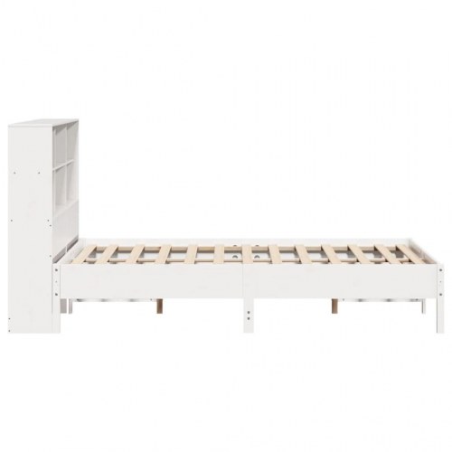 Seng med reol uden madras 120x200 cm massivt fyrretræ hvid