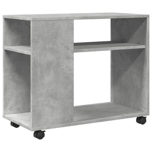 Sidebord med hjul 70x35x60 cm konstrueret træ betongrå
