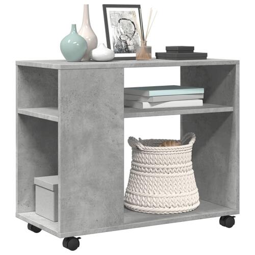 Sidebord med hjul 70x35x60 cm konstrueret træ betongrå