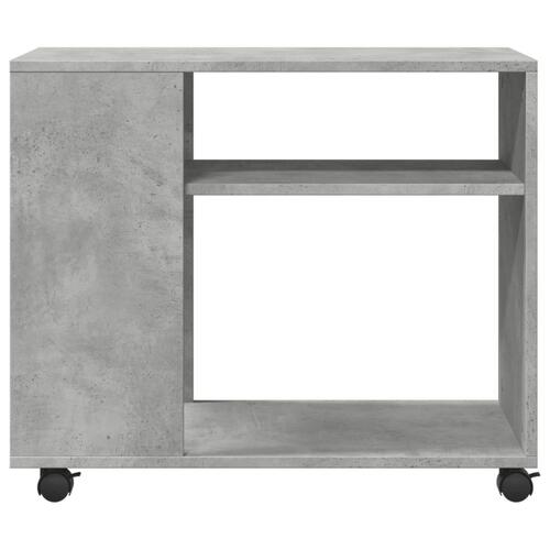 Sidebord med hjul 70x35x60 cm konstrueret træ betongrå