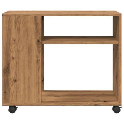 Sidebord med hjul 70x35x60 cm konstrueret træ egetræsfarve