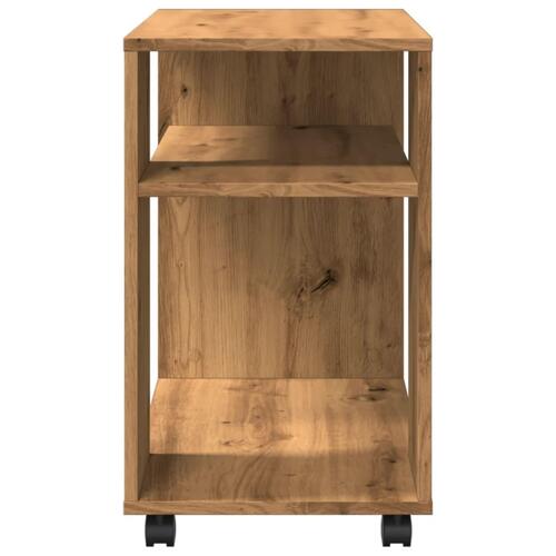 Sidebord med hjul 70x35x60 cm konstrueret træ egetræsfarve
