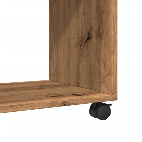 Sidebord med hjul 70x35x60 cm konstrueret træ egetræsfarve