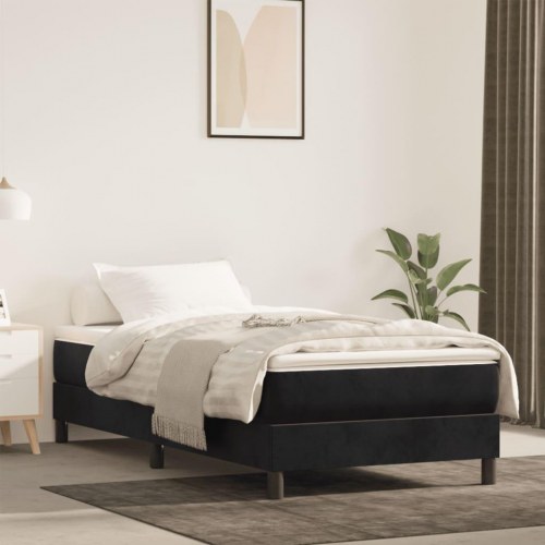 Springmadras med pocketfjedre - medium 100×220×20 cm, fløjl sort