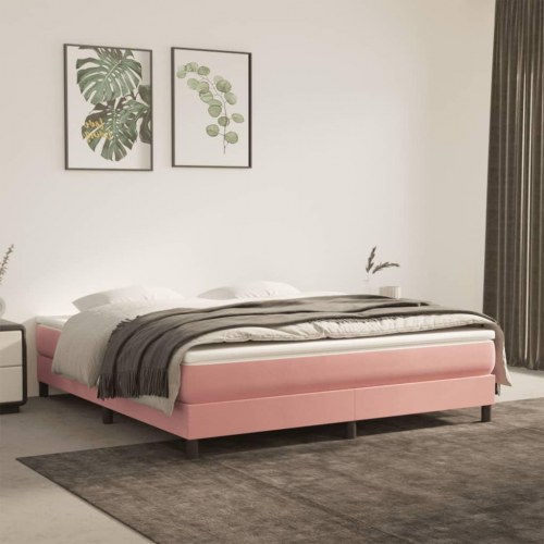 Springmadras med pocketfjedre - medium 160×220×20 cm, fløjl pink