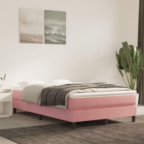 Springmadras med pocketfjedre - medium 120×220×20 cm, fløjl lyserød