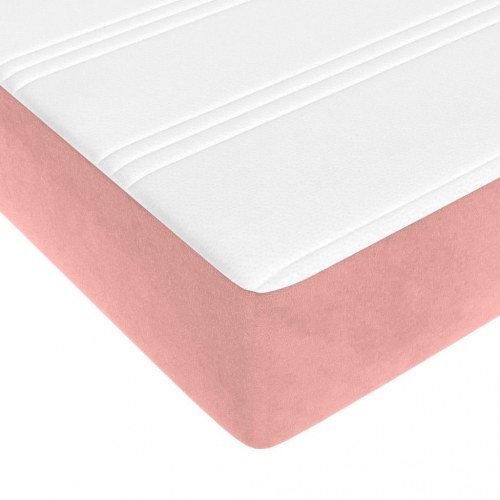 Springmadras med pocketfjedre - medium 120×220×20 cm, fløjl lyserød