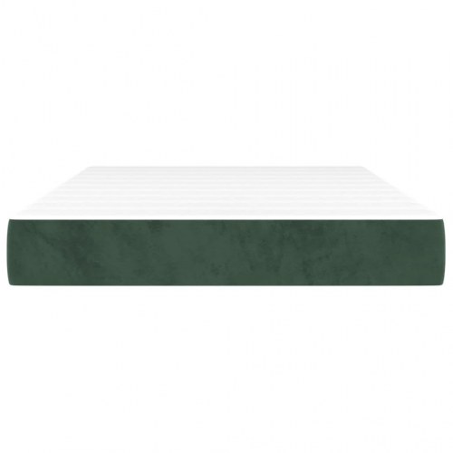 Springmadras med pocketfjedre - medium 120×220×20 cm, fløjl mørkegrøn