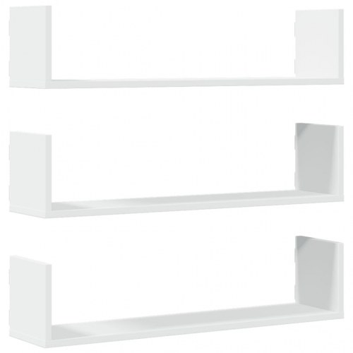 Væghylder 3 stk. 80 x 18 x 18 cm i konstrueret træ - hvid