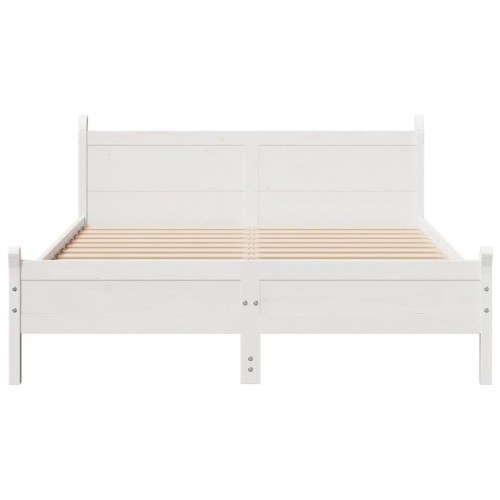 Sengeramme 150 x 200 cm i massivt fyrretræ - hvid