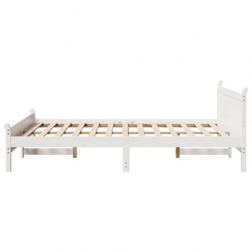 Sengeramme 150 x 200 cm i massivt fyrretræ - hvid