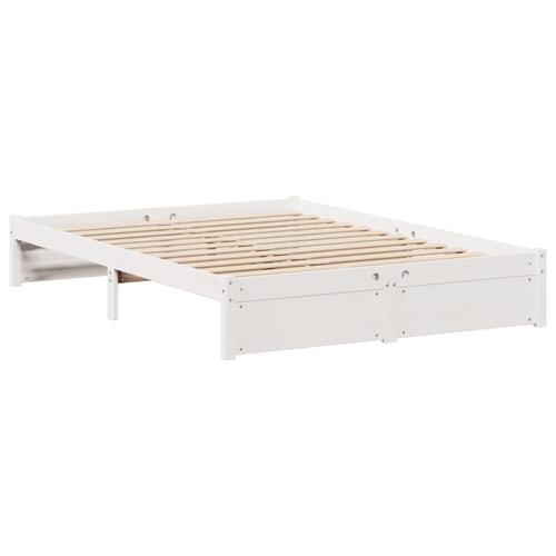 Seng med reol uden madras 150x200 cm massivt fyrretræ hvid