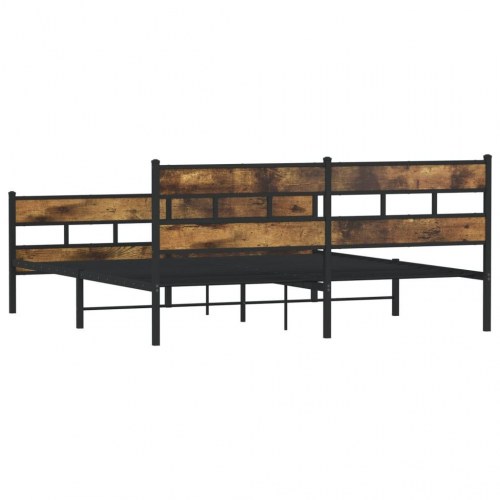 Sengeramme 180 x 200 cm i metal - røget egetræ