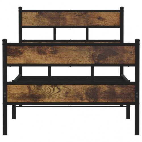 Sengeramme uden madras 100 x 190 cm - sort/røget egetræsfarve