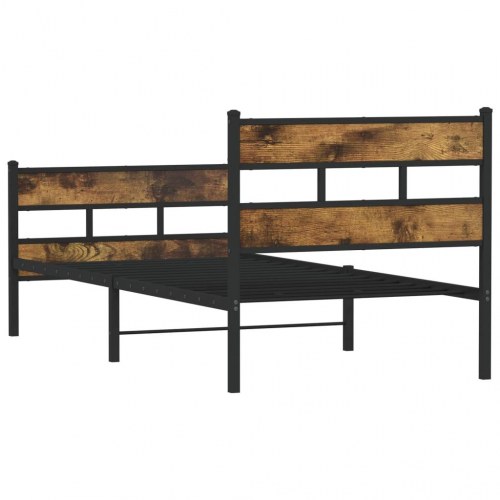 Sengeramme uden madras 100 x 190 cm - sort/røget egetræsfarve