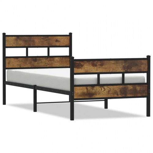 Sengeramme uden madras 107 x 203 cm - sort og røget egetræsfarve