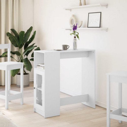 Barbord med opbevaring 101 x 40 x 103,5 cm - hvid