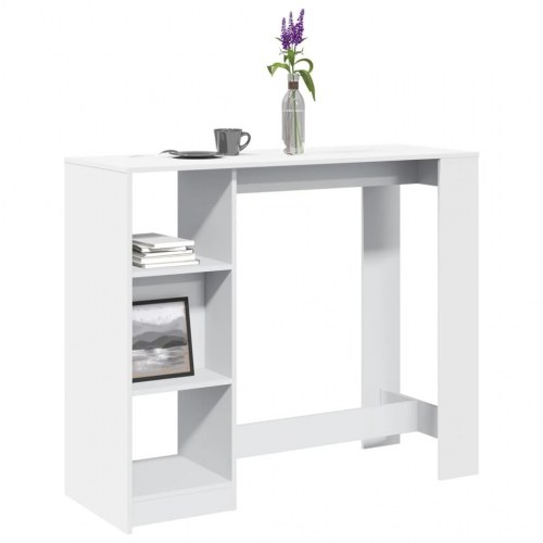 Barbord med 4 opbevaringsrum 124 x 46 x 103,5 cm - hvid