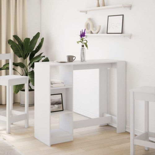 Barbord med 4 opbevaringsrum 124 x 46 x 103,5 cm - hvid