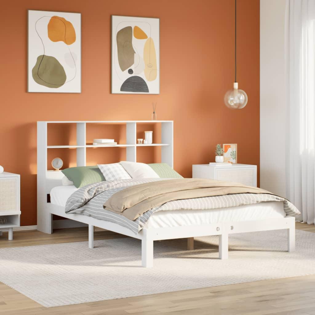 Seng Med Reol Uden Madras Massivt Fyrretræ - Hvid / 140 x 200 cm