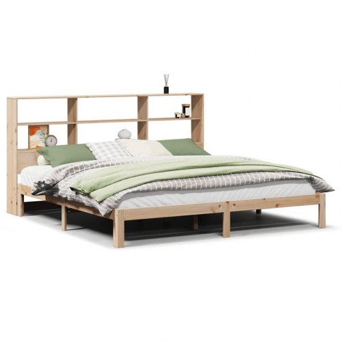 Seng med reol uden madras 180x200 cm massivt fyrretræ