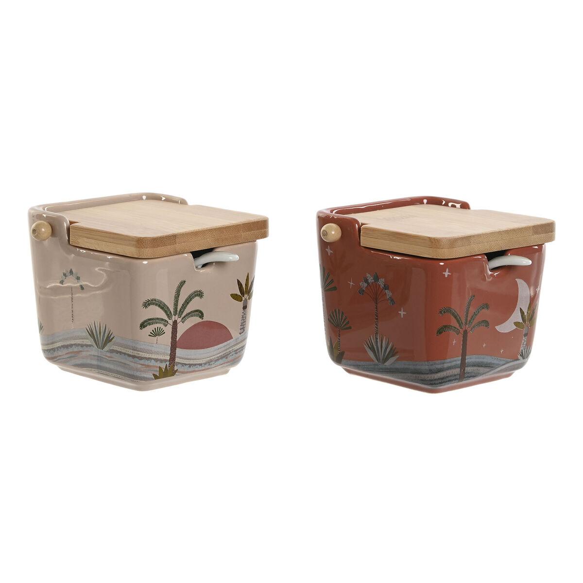 Sukkerskål Home Esprit Beige Pink Terrakotta Syren Bambus Dolomite Enheder
