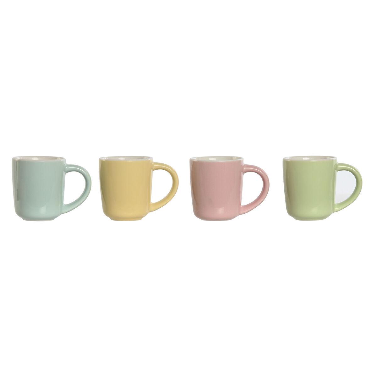 Dele Kaffekopsæt Home Esprit Gul Blå Grøn Pink Porcelæn 90 Ml 4 Dele