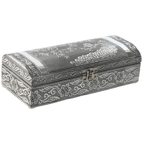Smykkeskrin Home ESPRIT Grøn Sølvfarvet Træ Aluminium 22,5 x 10 x 6,5 cm