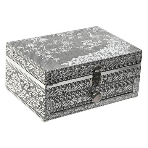 Smykkeskrin Home ESPRIT Grøn Sølvfarvet Træ Aluminium 17,5 x 12,5 x 8,5 cm