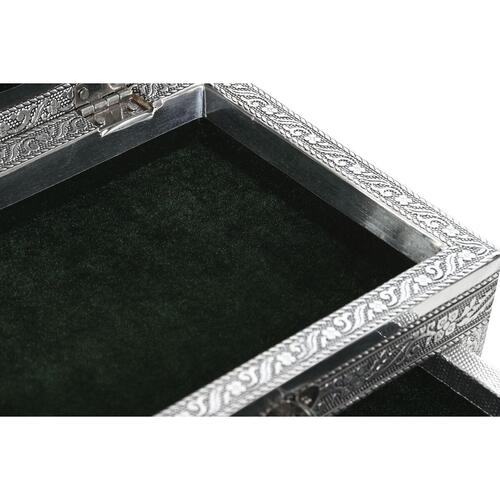 Smykkeskrin Home ESPRIT Grøn Sølvfarvet Træ Aluminium 17,5 x 12,5 x 8,5 cm