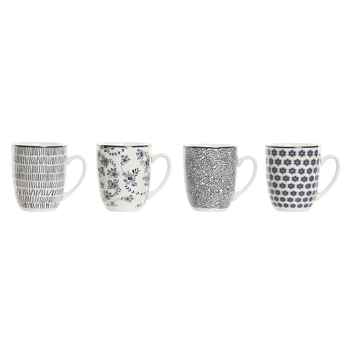 4 Dele Krussæt Home Esprit Blå Hvid Porcelæn 340 Ml
