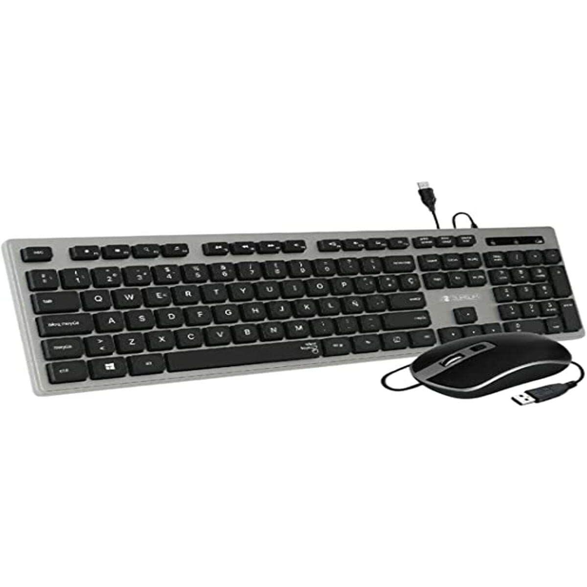 Tastatur og mus Subblim Sort Grå Spansk qwerty