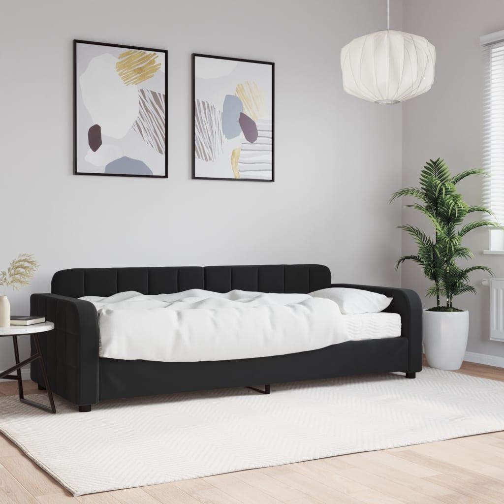 Daybed med madras 80x200 cm velour sort billede