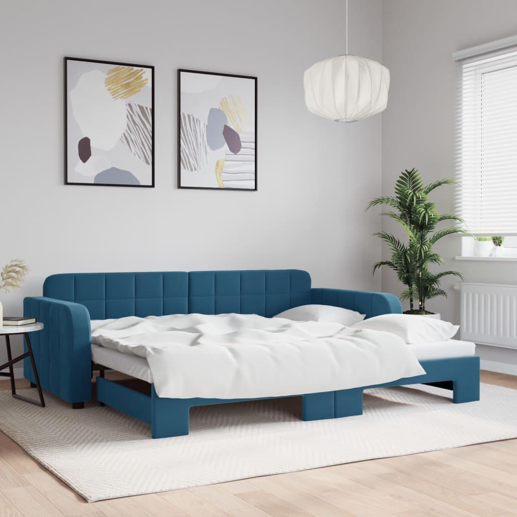 vidaXL daybed med udtræk 90x200 cm velour blå