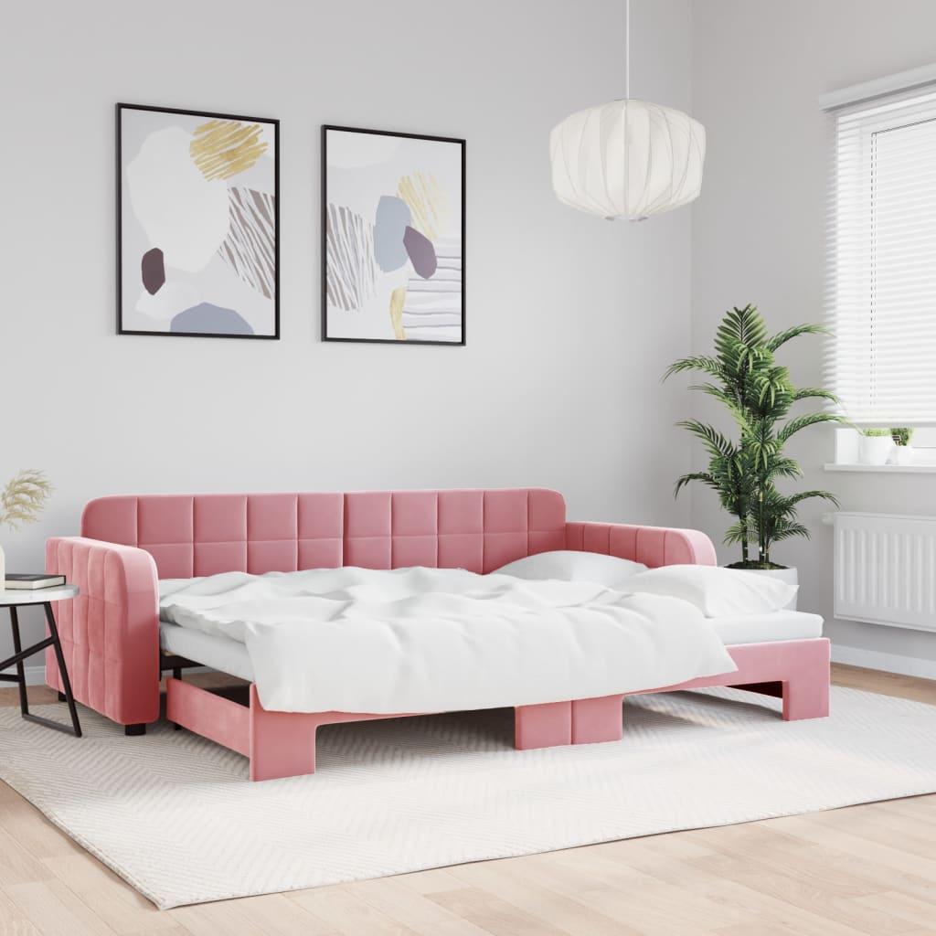 vidaXL daybed med udtræk 80x200 cm velour lyserød