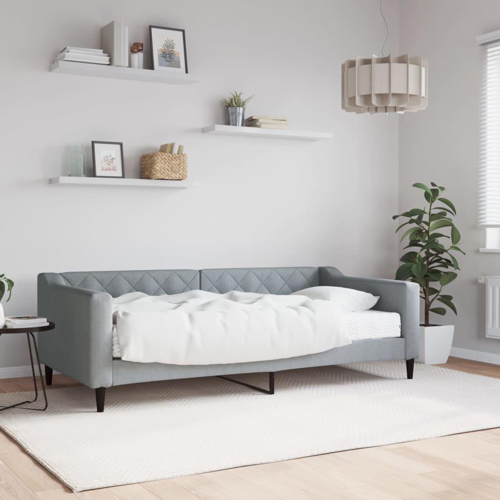 Daybed med madras 90x190 cm stof lysegrå billede