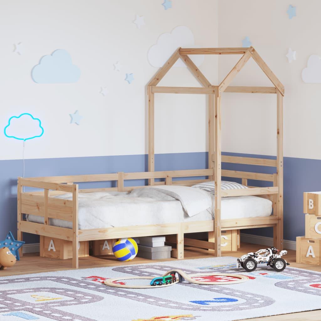 Daybed med tag 80x200 cm massivt fyrretræ billede