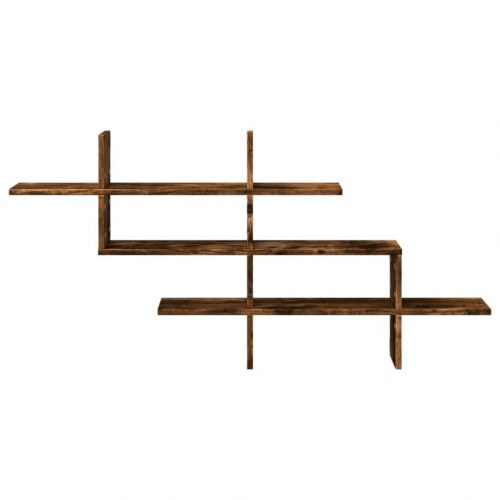 Væghylde 124,5x18x60,5 cm konstrueret træ røget egetræsfinish