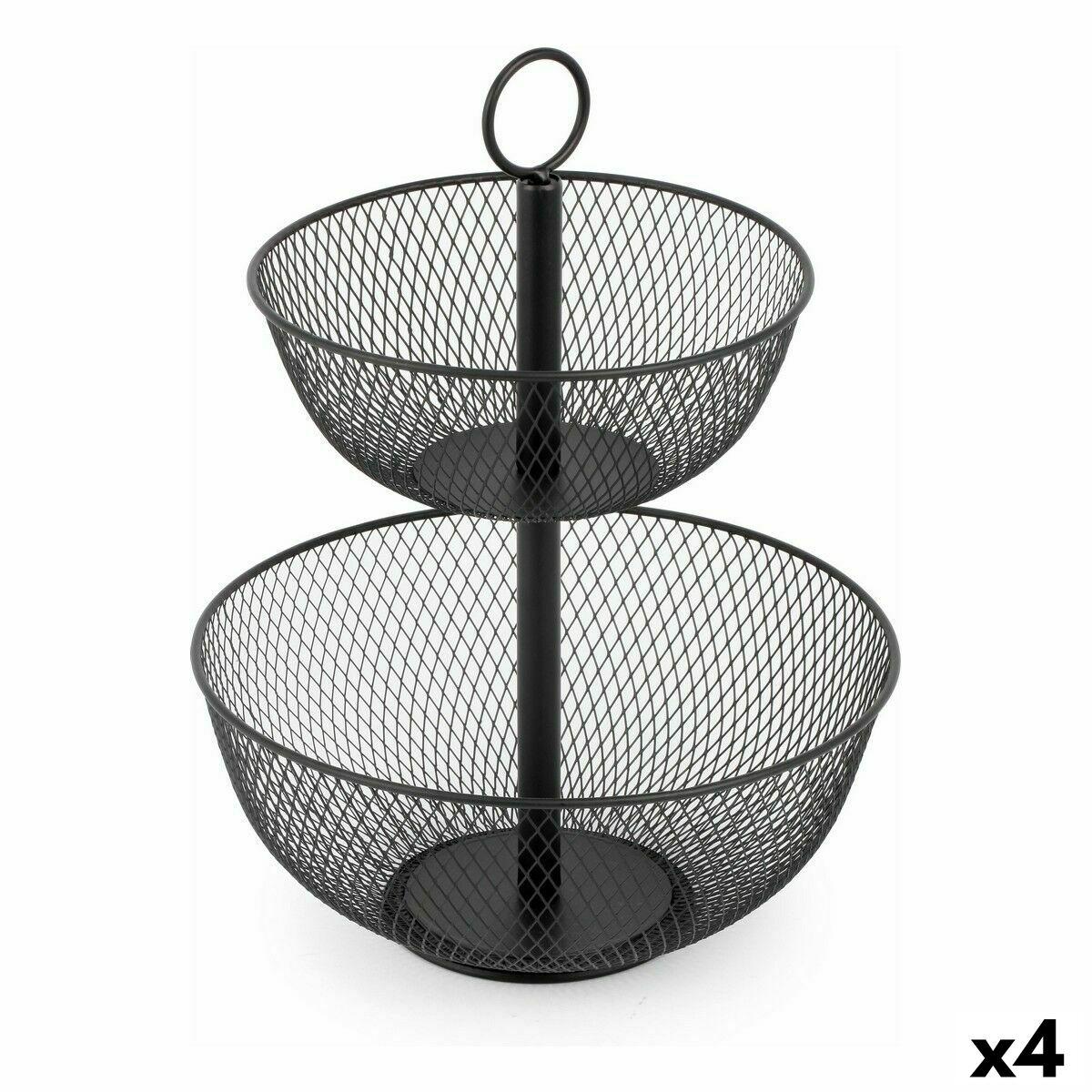 Frugtskål Confortime Dobbelt Metal 31 X 31 X 41 Cm 4 Enheder