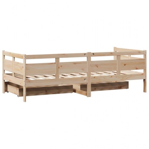 Dagseng med 2 skuffer 90 x 190 cm i massivt fyrretræ