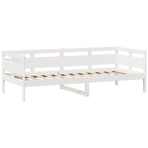 Dagseng med 2 skuffer 90 x 190 cm massivt fyrretræ - hvid