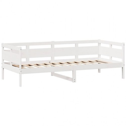 Dagseng med 2 skuffer 80 x 200 cm i massivt fyrretræ - hvid
