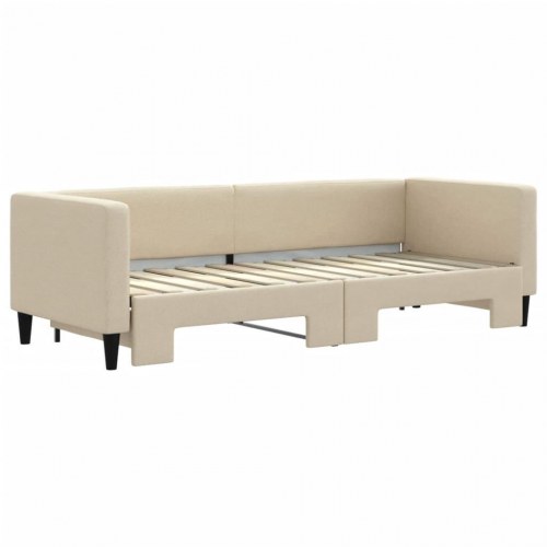 Dagseng med udtræk 80 x 200 cm i stof - cremefarvet