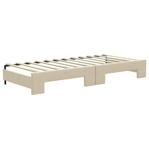 Daybed med udtræk og skuffer 80x200 cm stof cremefarvet