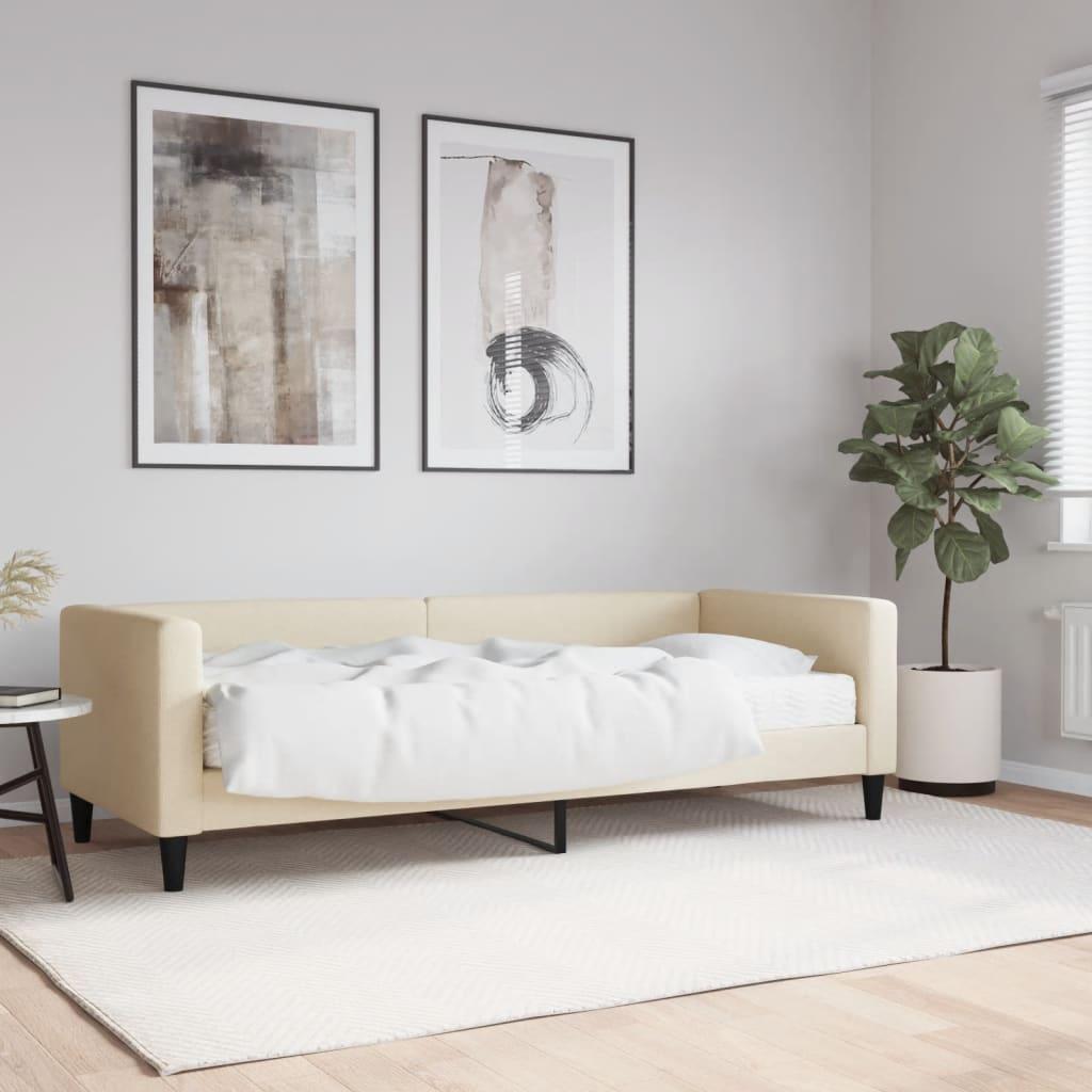 Daybed Stof Farvet Creme - med madras / 80 x 200 cm