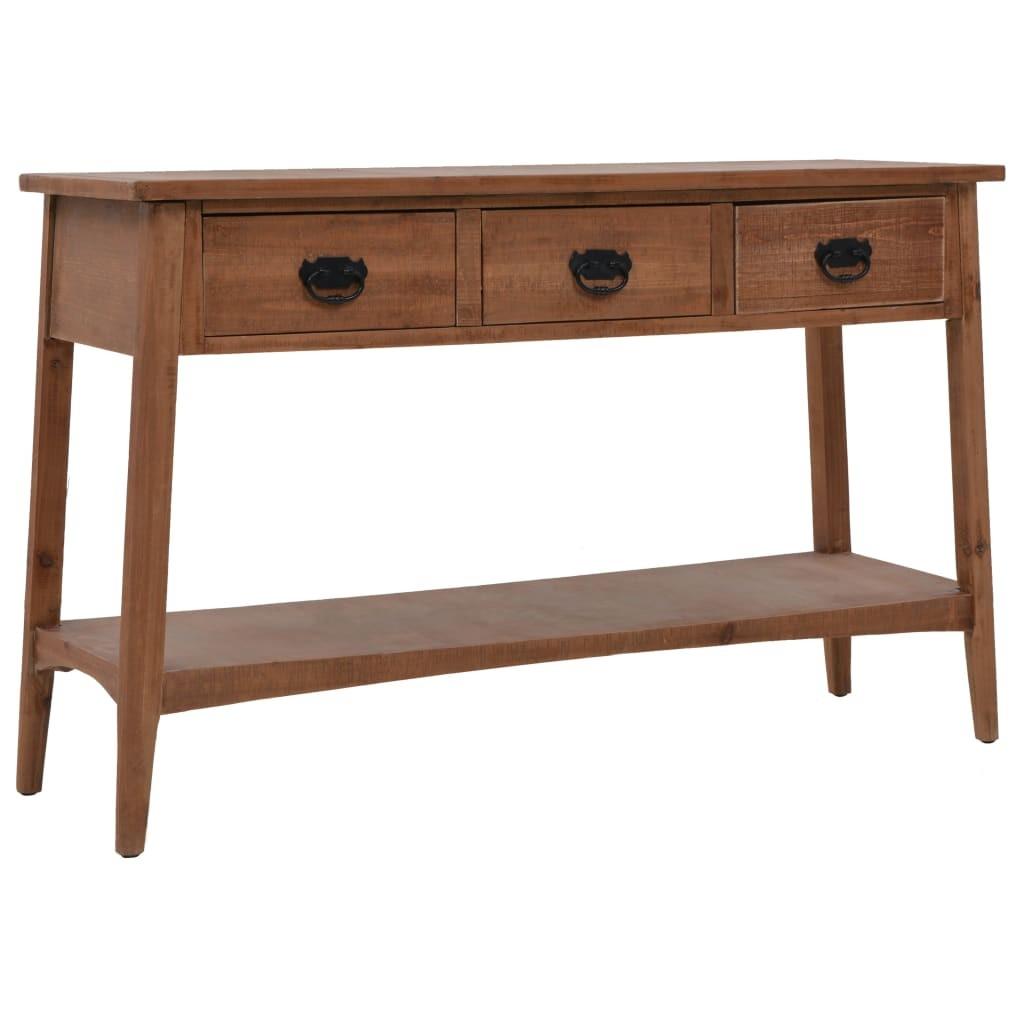 Konsolbord I Massivt Grantræ 126 X 40 X 77 5 Cm Brun