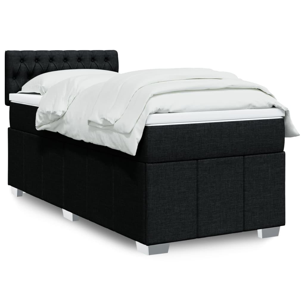 Kontinentalseng Med Madras Stof Sort - Med pynteknapper / 90 x 190 cm