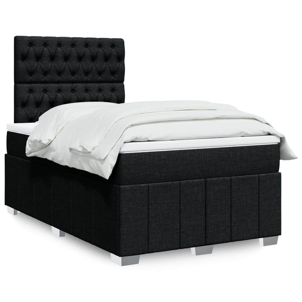 Kontinentalseng med madras og topmadras 120x190 cm - sort stof