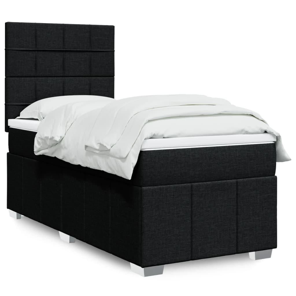 Kontinentalseng Med Madras Stof Sort - Blok med firkanter / 90 x 190 cm