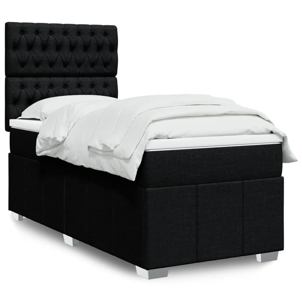 Kontinentalseng Med Madras Stof Sort - Med pynteknapper / 80 x 200 cm